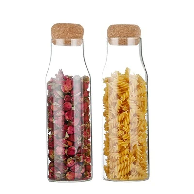 Vaso portaoggetti in vetro a forma di con coperchio in sughero