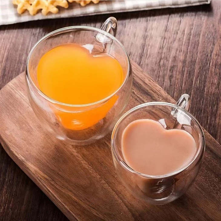 Heart-shaped Double-layered Glass Cup